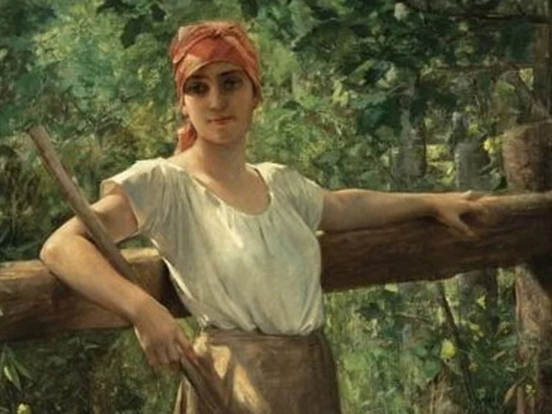 1859-Jacqueline Comerre-Paton - Contadina appoggiata al cancello